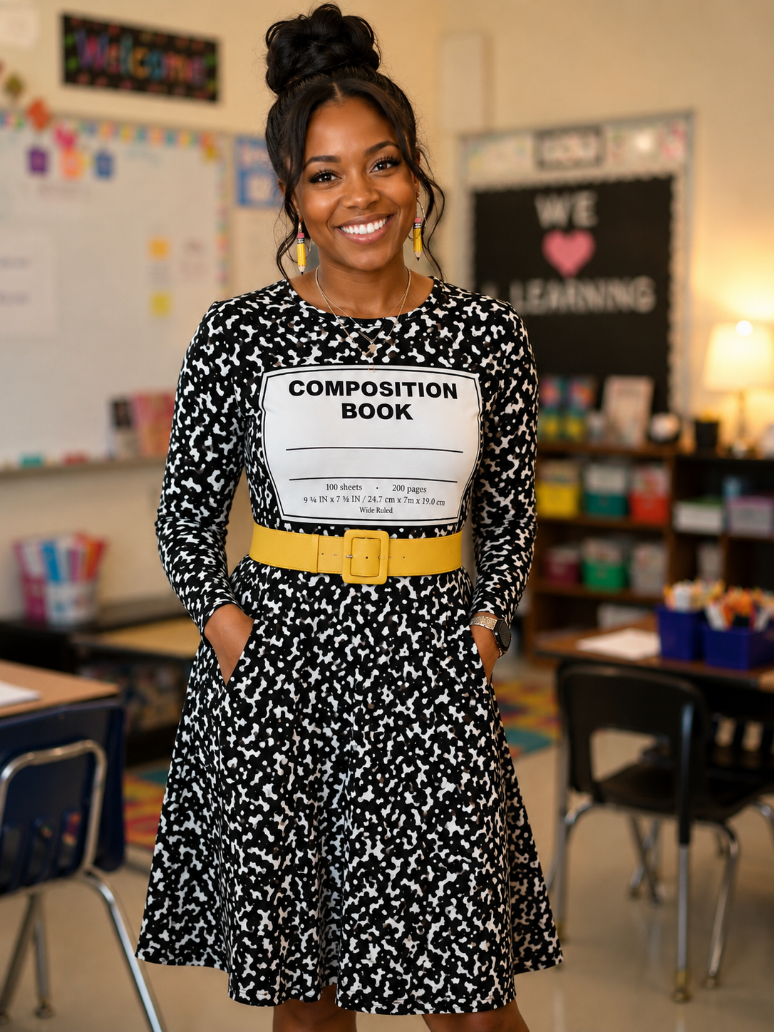 Composition Notebook Dress- Long Sleeve