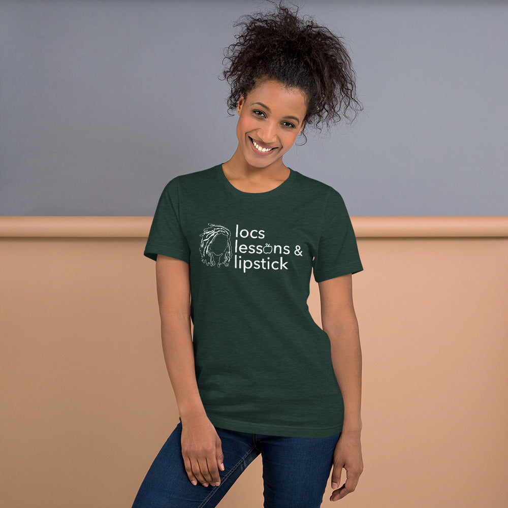 locs & lessons + lipstick WHITE print