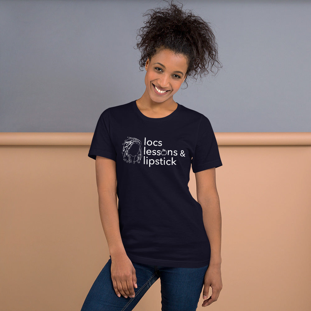 locs & lessons + lipstick WHITE print