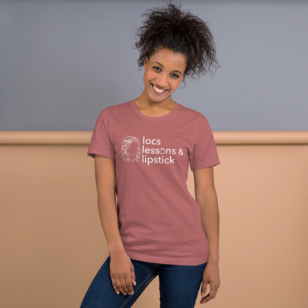 locs & lessons + lipstick WHITE print