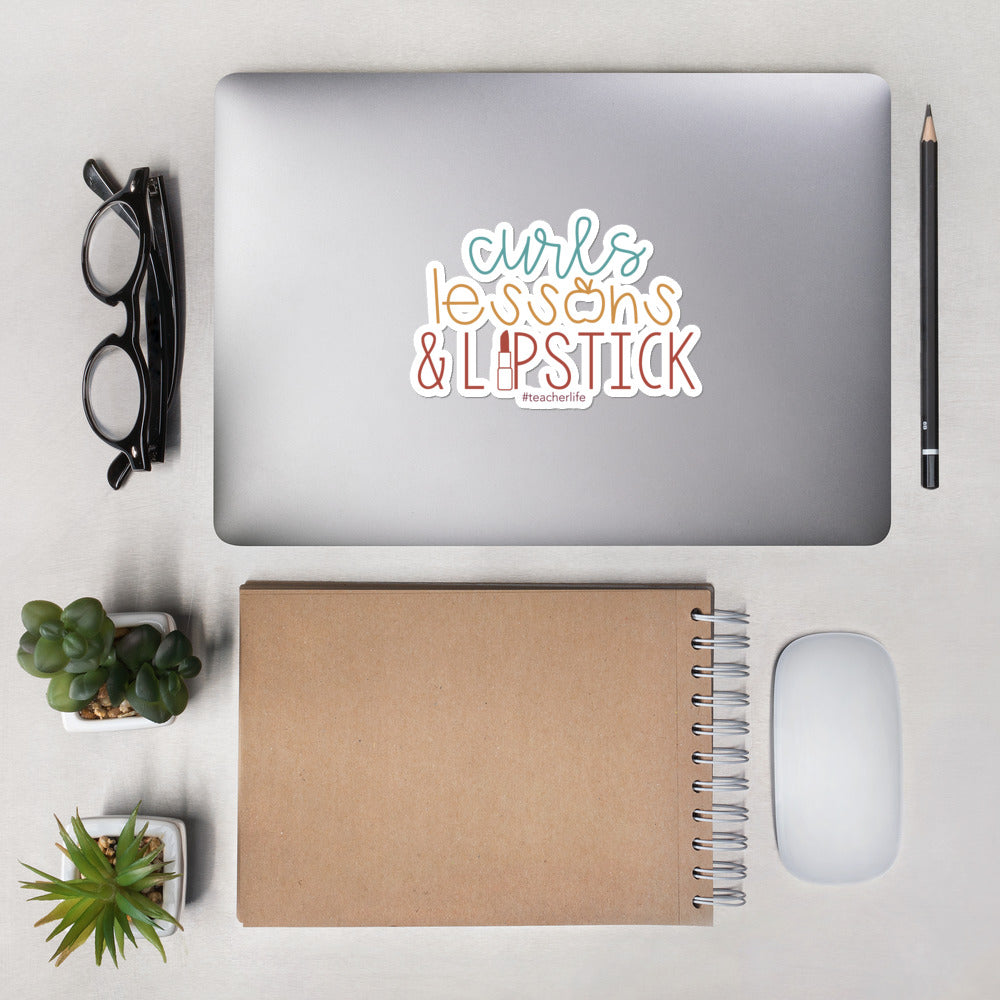 curls, lessons, iipstick sticker