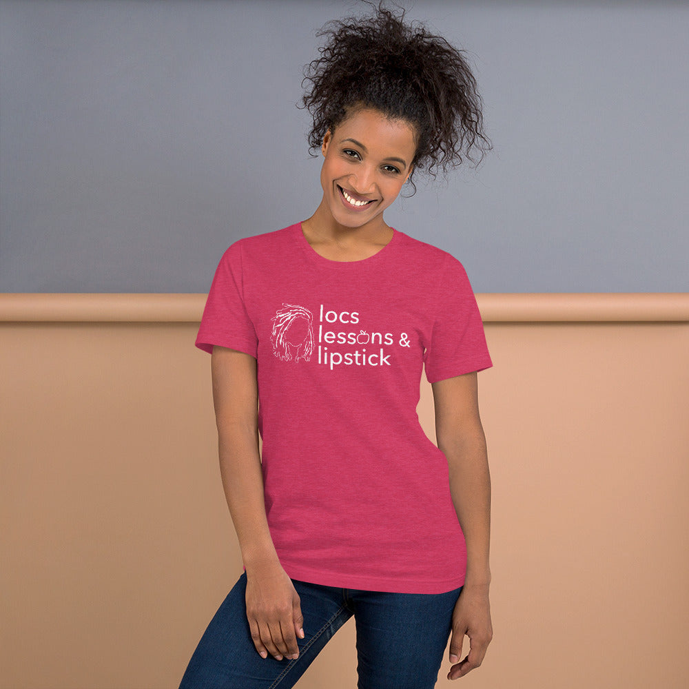 locs & lessons + lipstick WHITE print