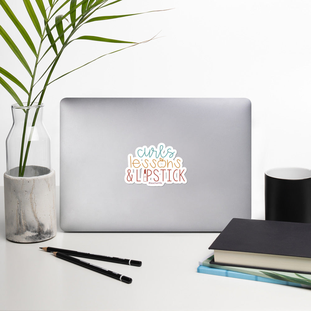 curls, lessons, iipstick sticker