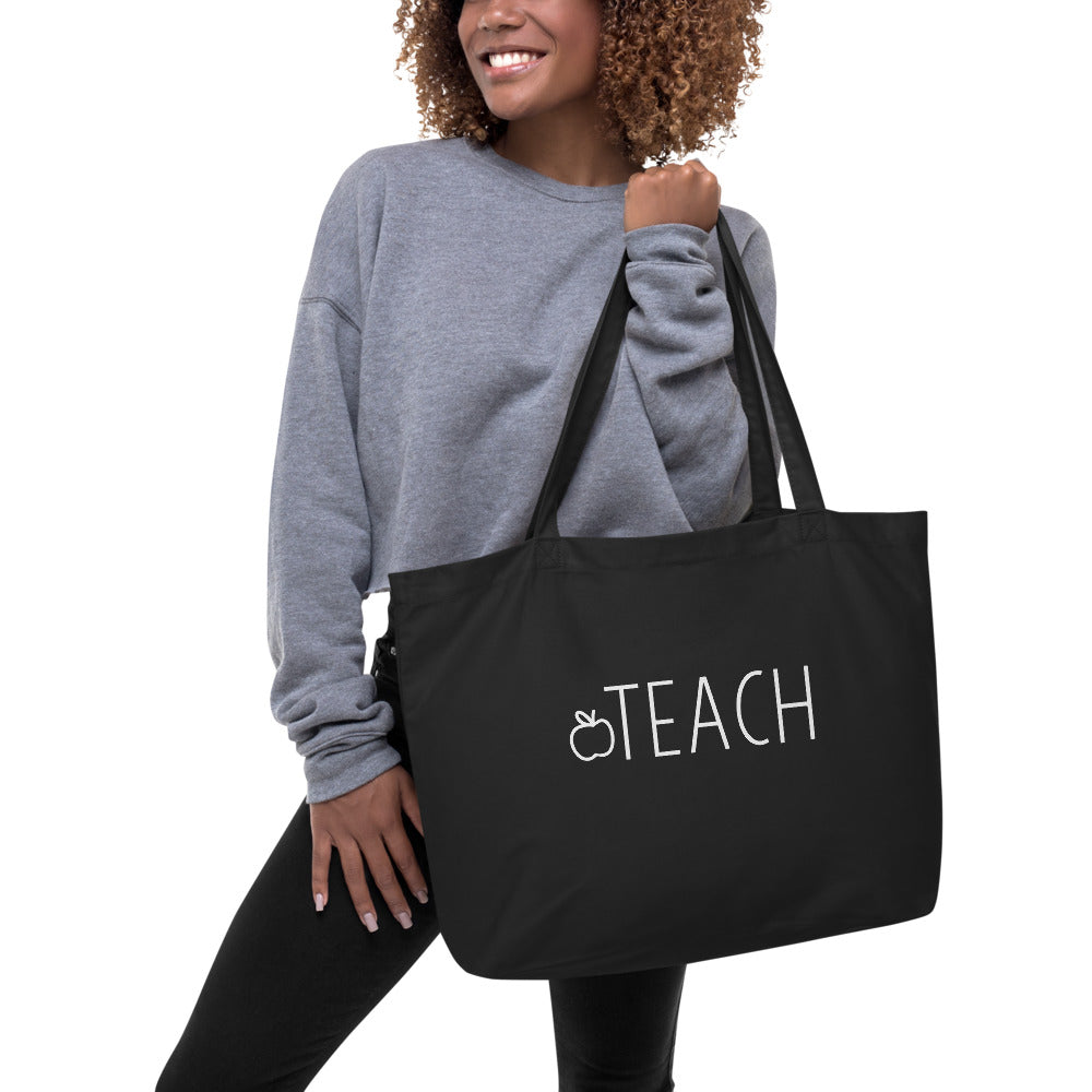 Large organic TEACH tote bag