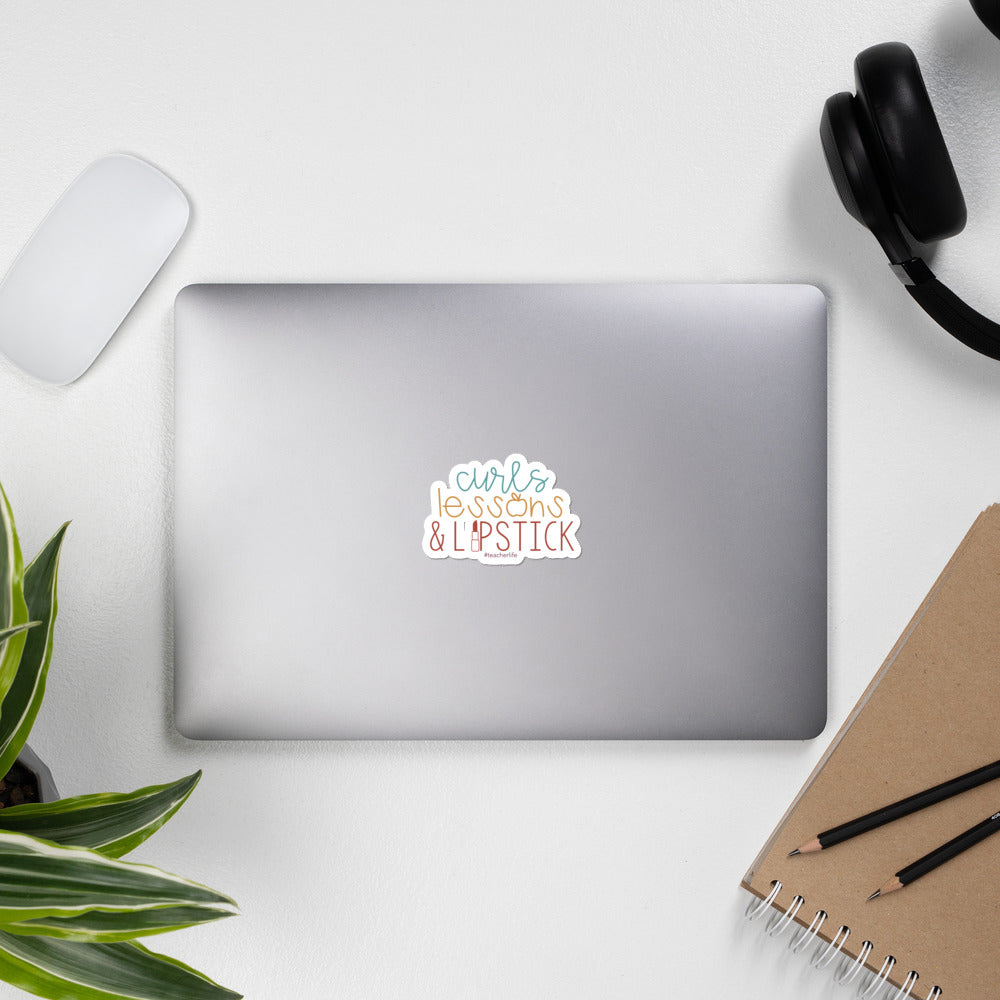 curls, lessons, iipstick sticker