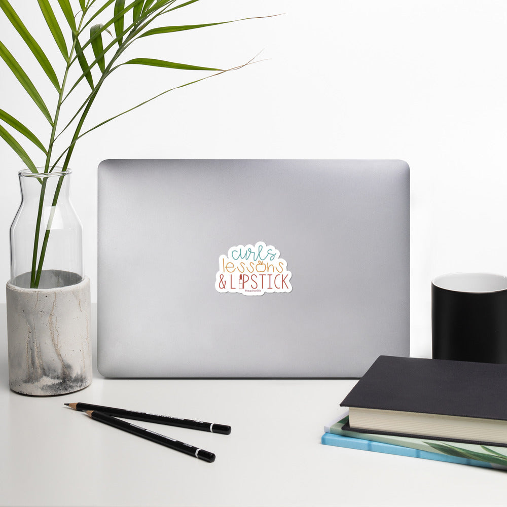 curls, lessons, iipstick sticker