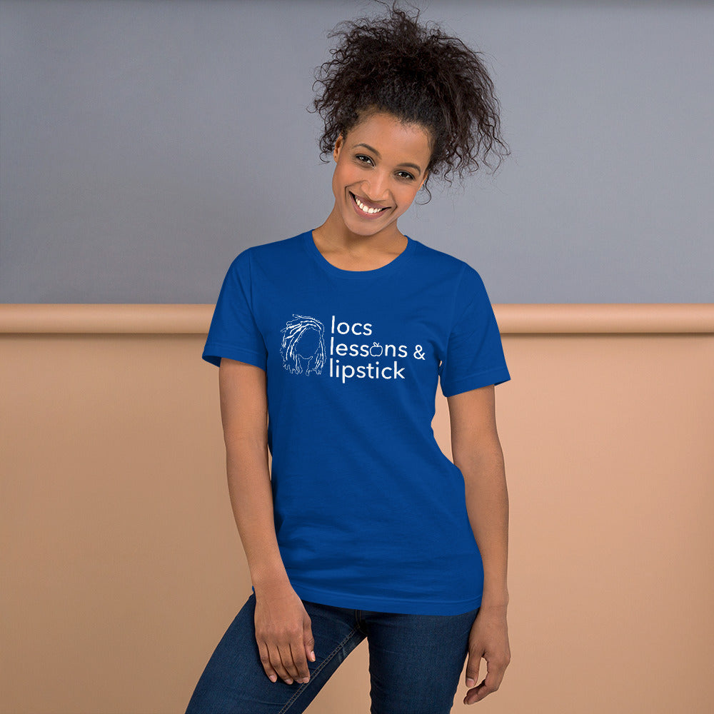 locs & lessons + lipstick WHITE print
