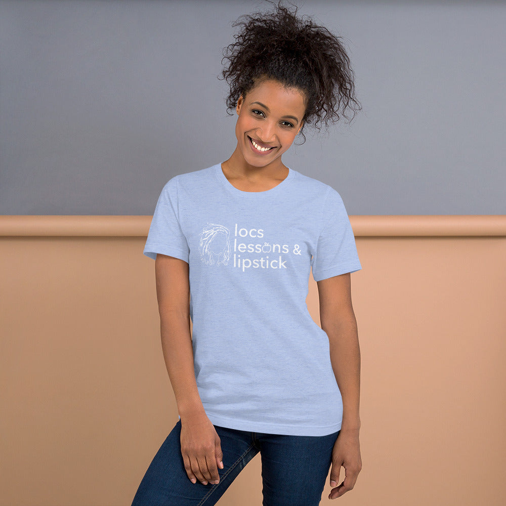 locs & lessons + lipstick WHITE print