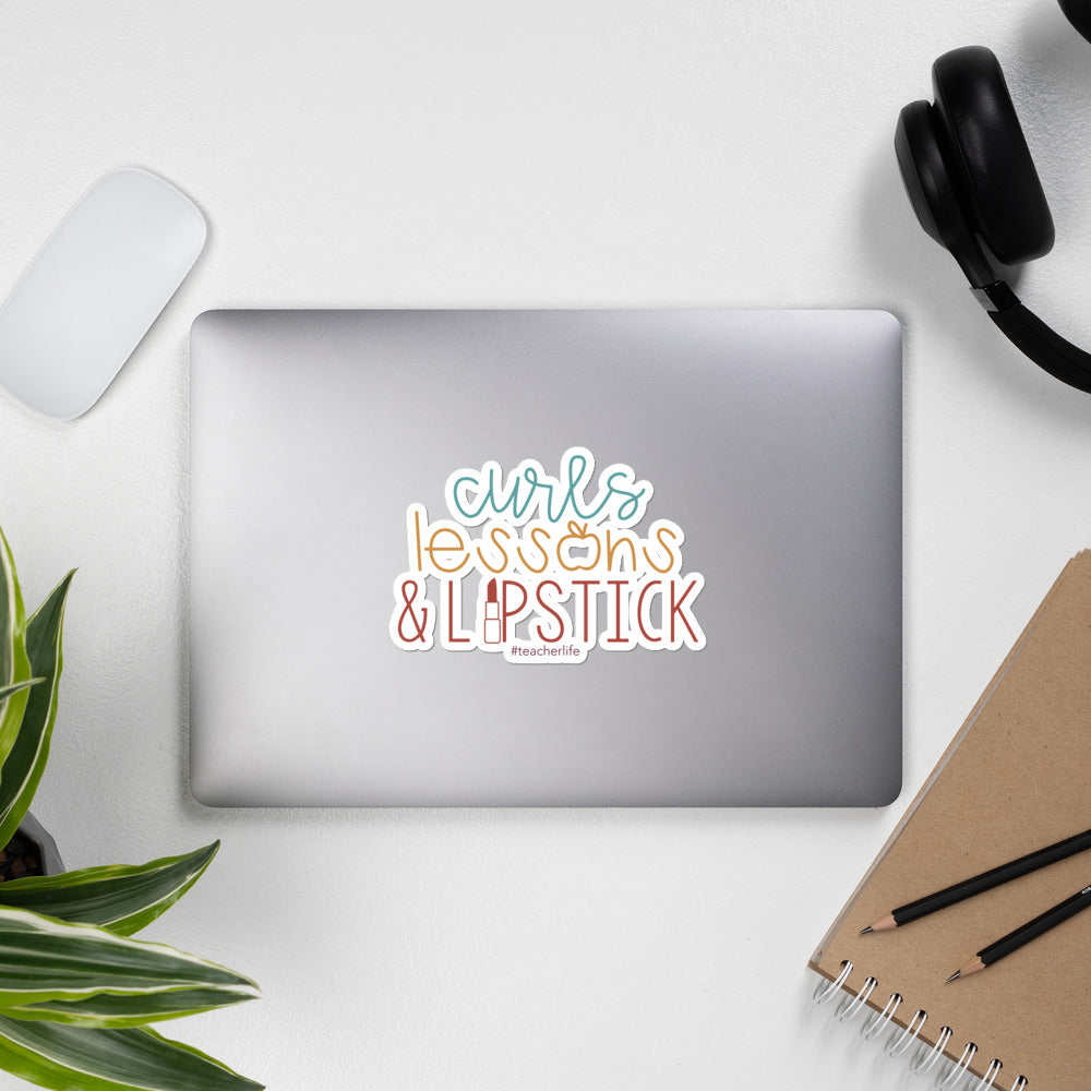 curls, lessons, iipstick sticker
