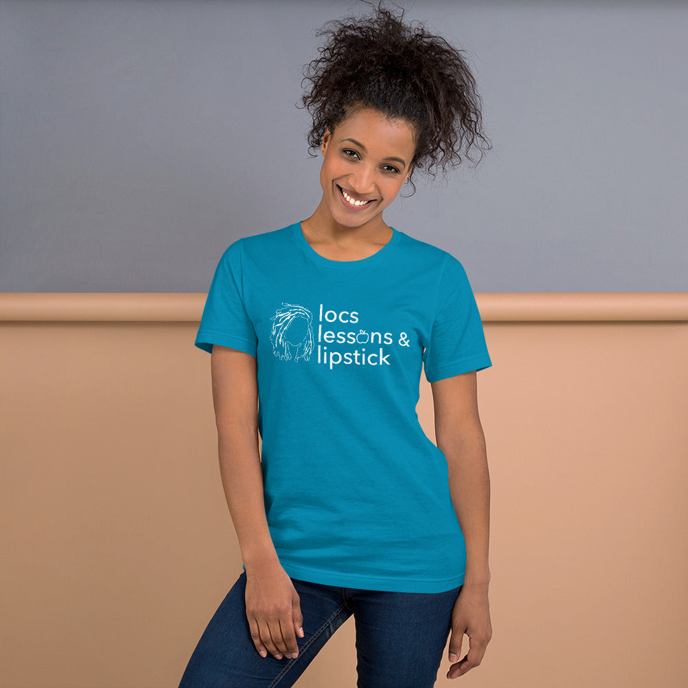 locs & lessons + lipstick WHITE print