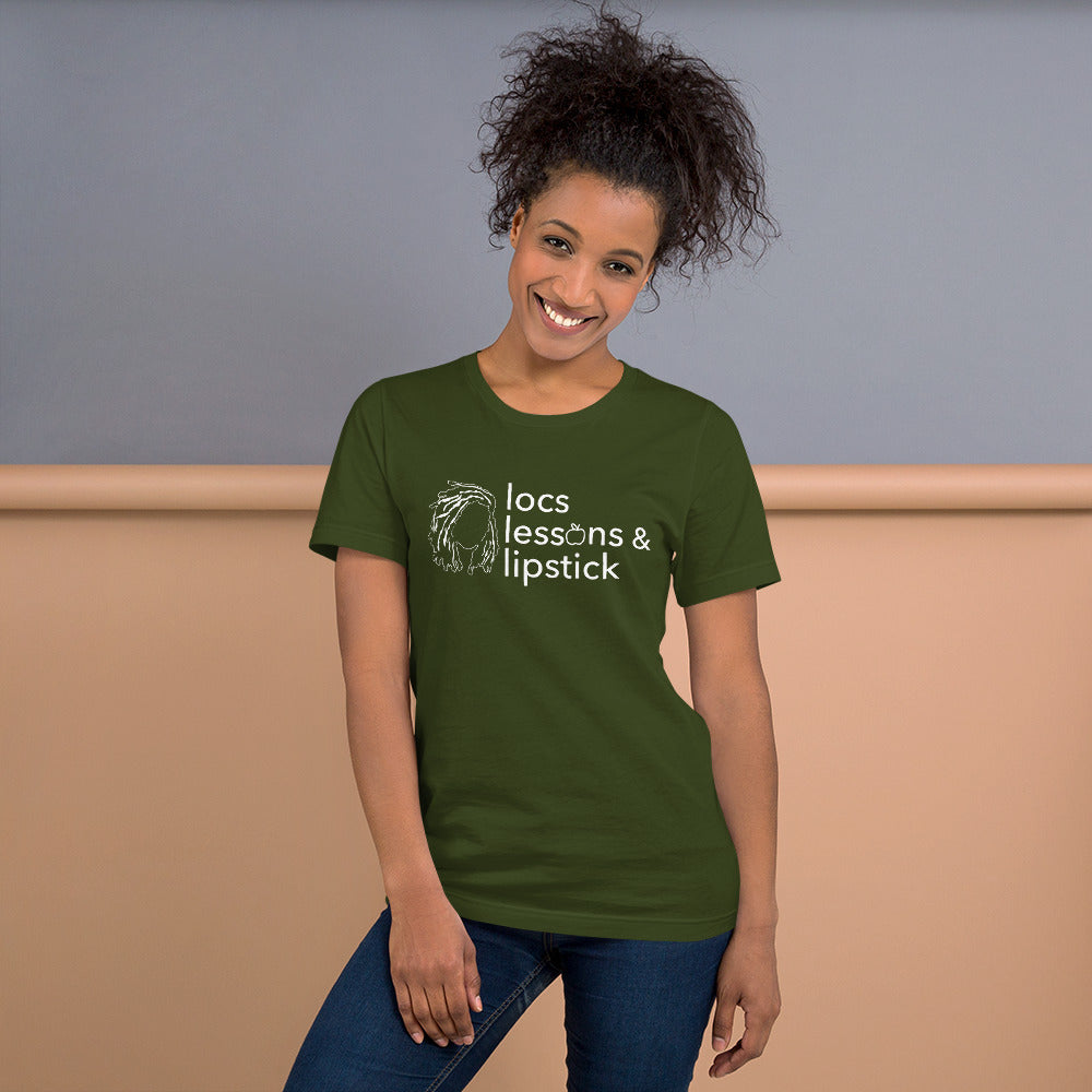 locs & lessons + lipstick WHITE print