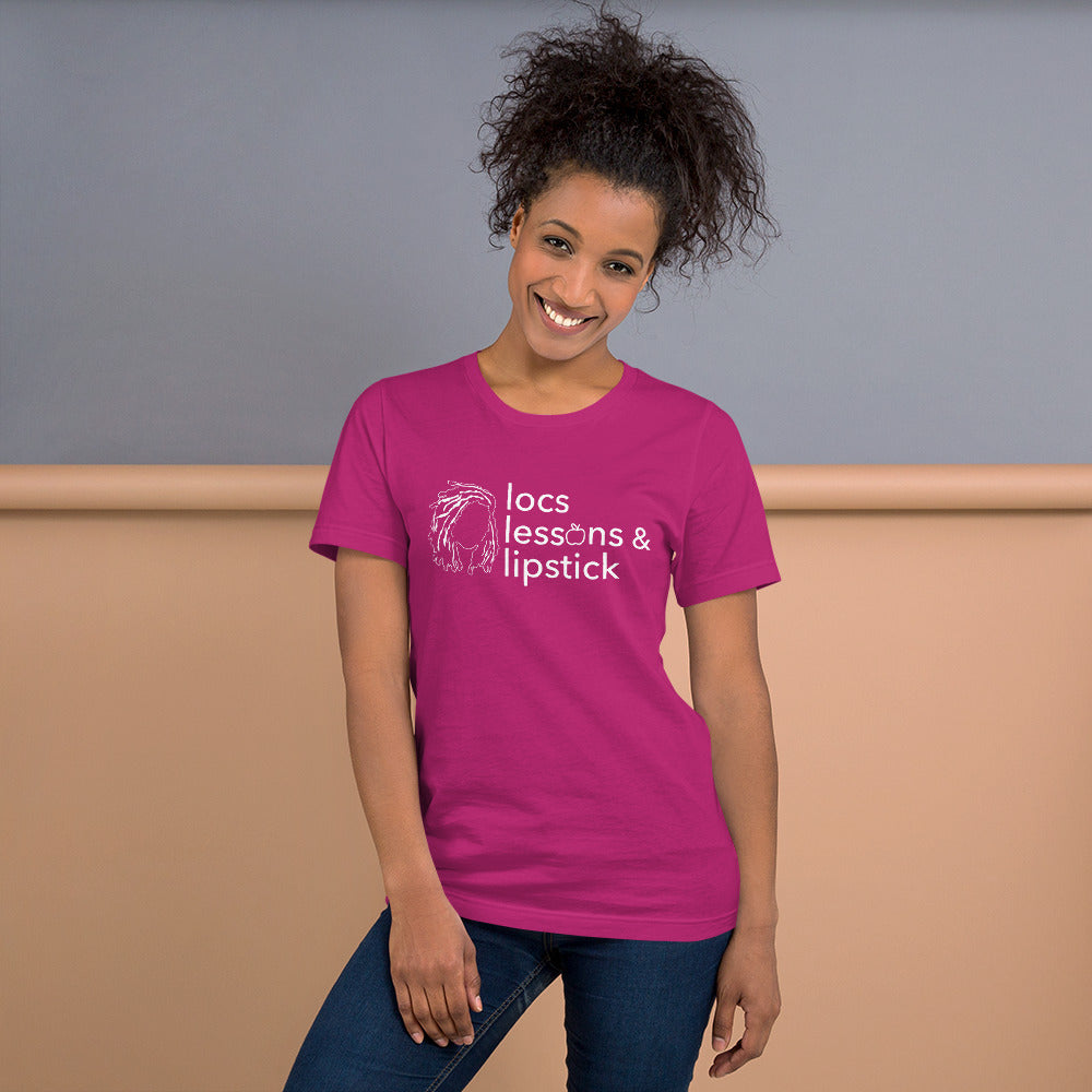 locs & lessons + lipstick WHITE print