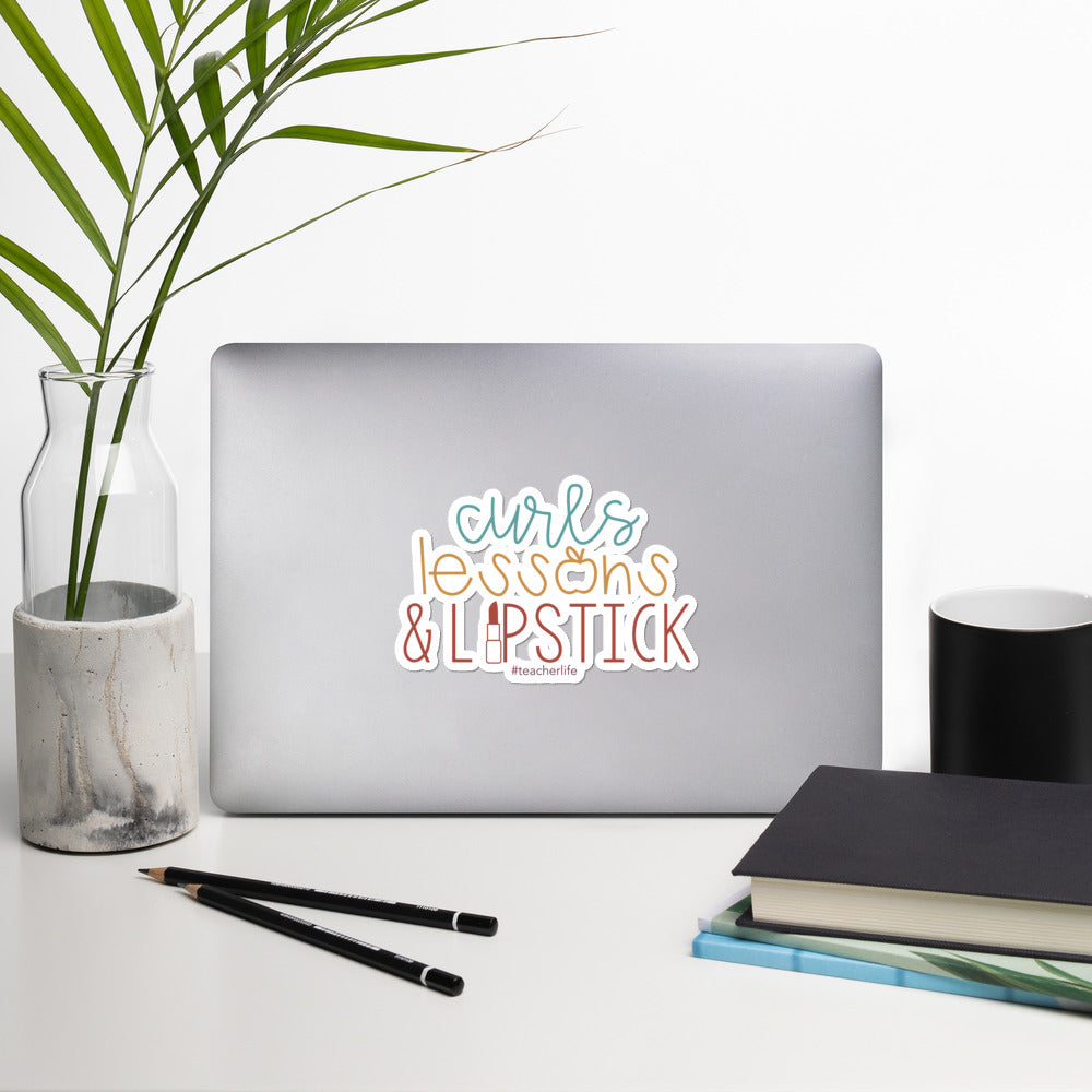 curls, lessons, iipstick sticker