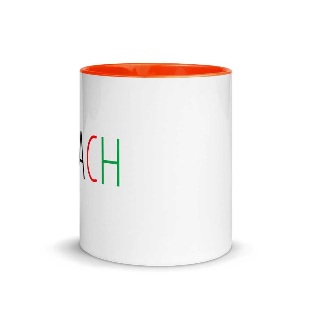 red, yellow, green TEACH mug